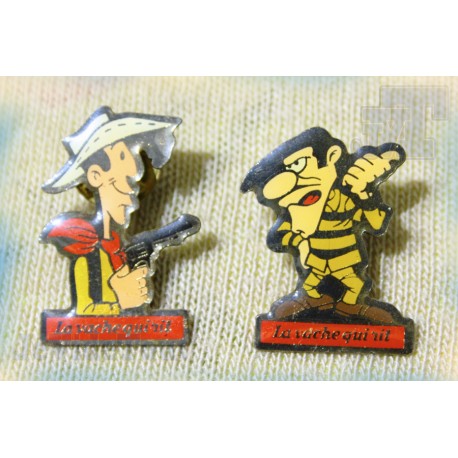 Pin's - Pub Vintage - LOT X2 - Lucky Luke - Vache Qui Rit - Pub 80's 90's